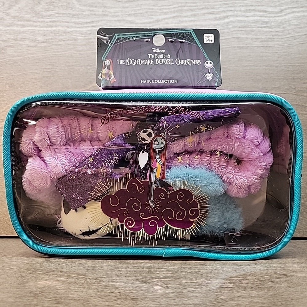 Nightmare Before Christmas Cosmetic Bag Hair Gift Set Scruchie Headband Clip